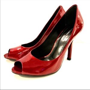 Gianni Bini Cherry Red Open Toe Stiletto Heels